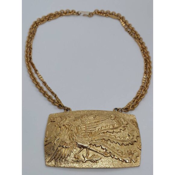 Napier Bird of paradise necklace Art nouveau peacock statement necklace Book - Picture 4 of 9